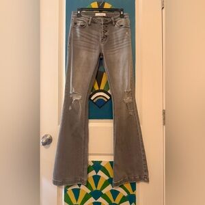 KanCan Gray Distressed Flare Jeans-27
